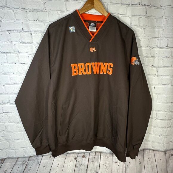 NFL Cleveland Browns Lightweight Windbreaker Pullover Vneck  Jacket Coat Medium - Picture 1 of 9